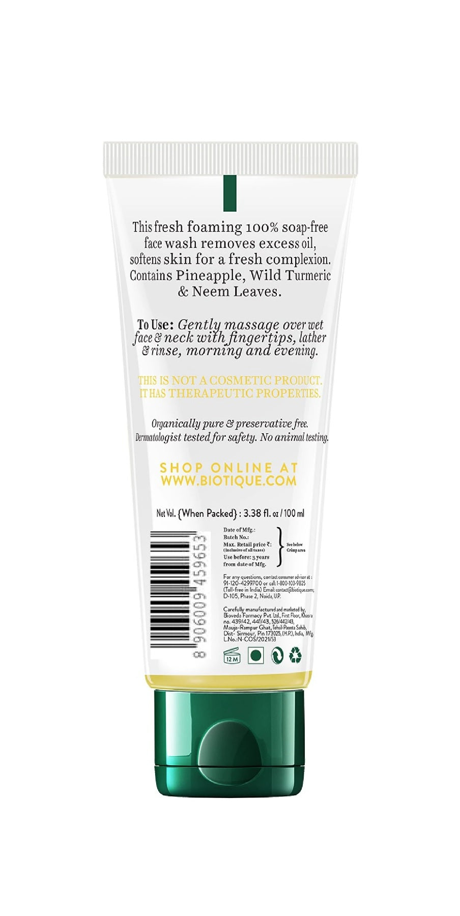 Biotique Bio Pineapple Oil Control Foaming Face Wash - 100 ml