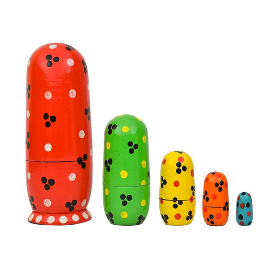 Elite Trading Wooden Indian Nesting Doll Set for Girls (5 Dolls) (Multicolour)