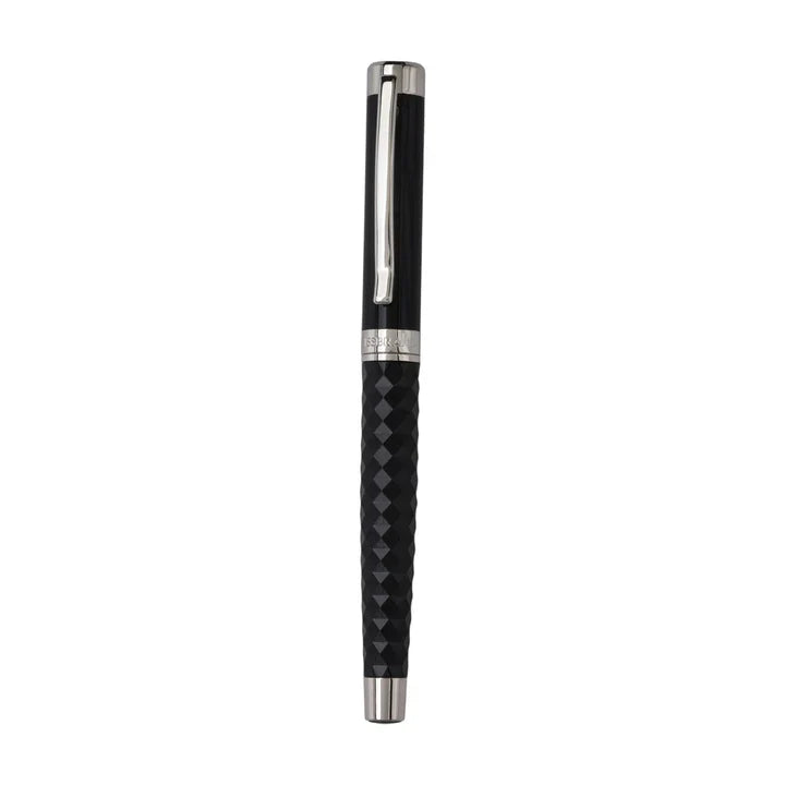 SWISSBRAND Luxe 2514 Black gloss finish Premium composite diamond-shape Fountain Pen with chrome trim