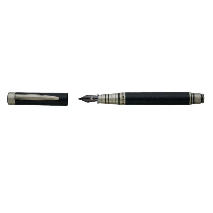 SWISSBRAND Zenith 2507 Matte black Fountain Pen with chrome trim
