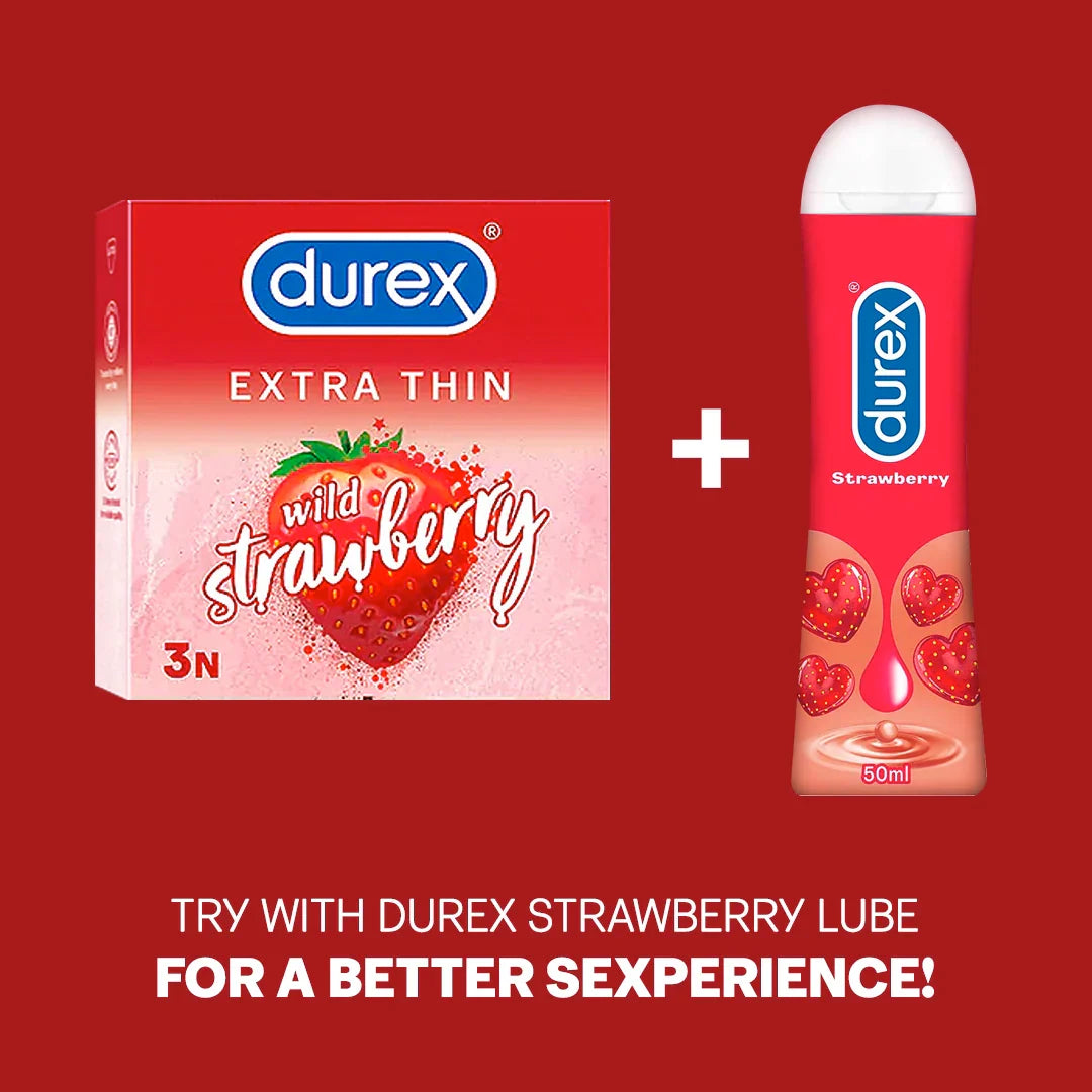 Durex Extra Thin Wild Strawberry Flavoured - 3 Condoms