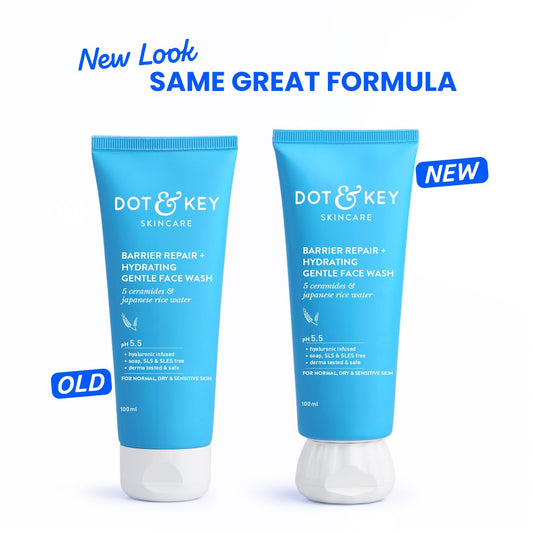 Dot & Key Barrier Repair Hydrating Gentle Face Wash For Dry, Normal & Sensitive Skin With Hyaluronic & Rice Water - 100 ml