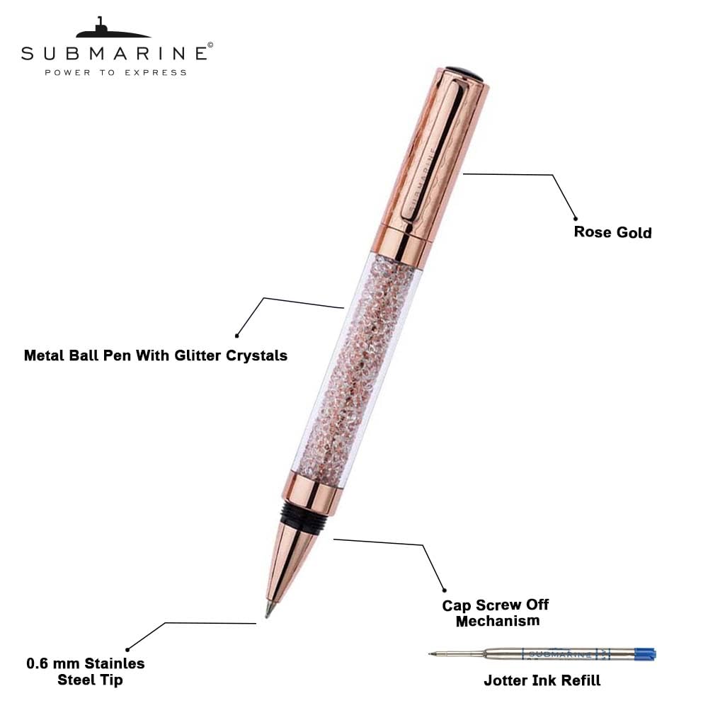 Submarine Pack of 2, 879 Crystal Ball Pen with Metal Body