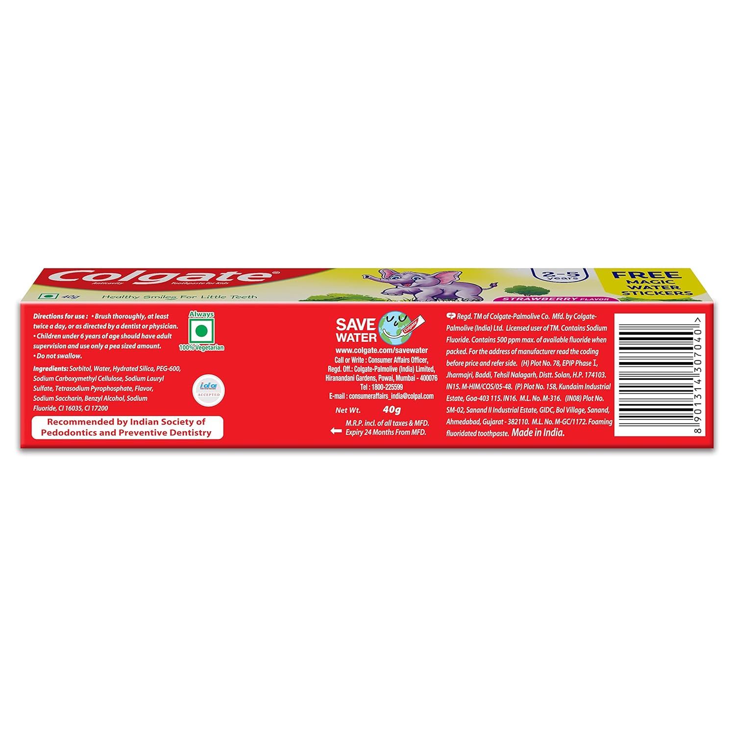 Colgate Kids Toothpaste For 2-5 Years, Strawberry Flavour - 40gm