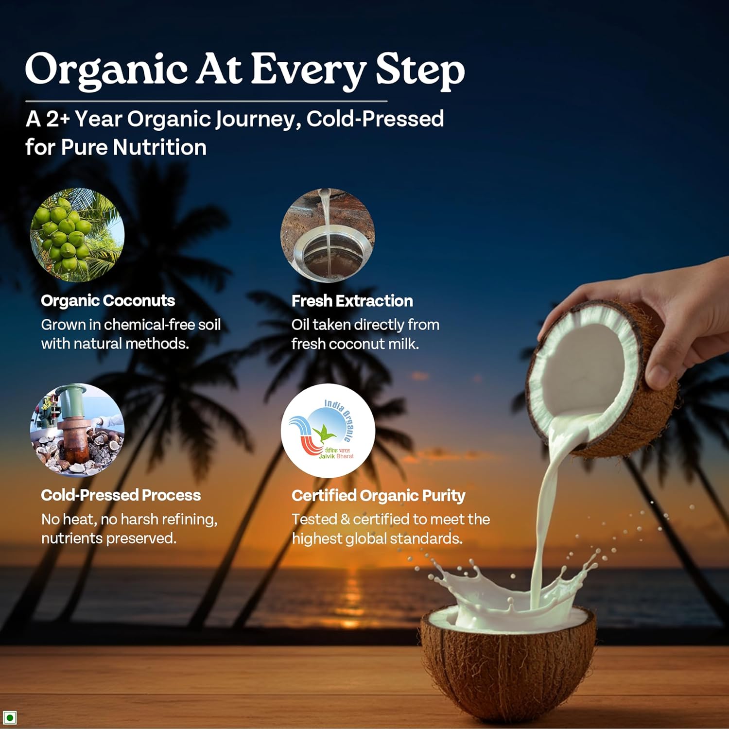 Organic India Virgin Coconut Oil 500ml, Certified Organic, Lab Tested on 600+ Parameters