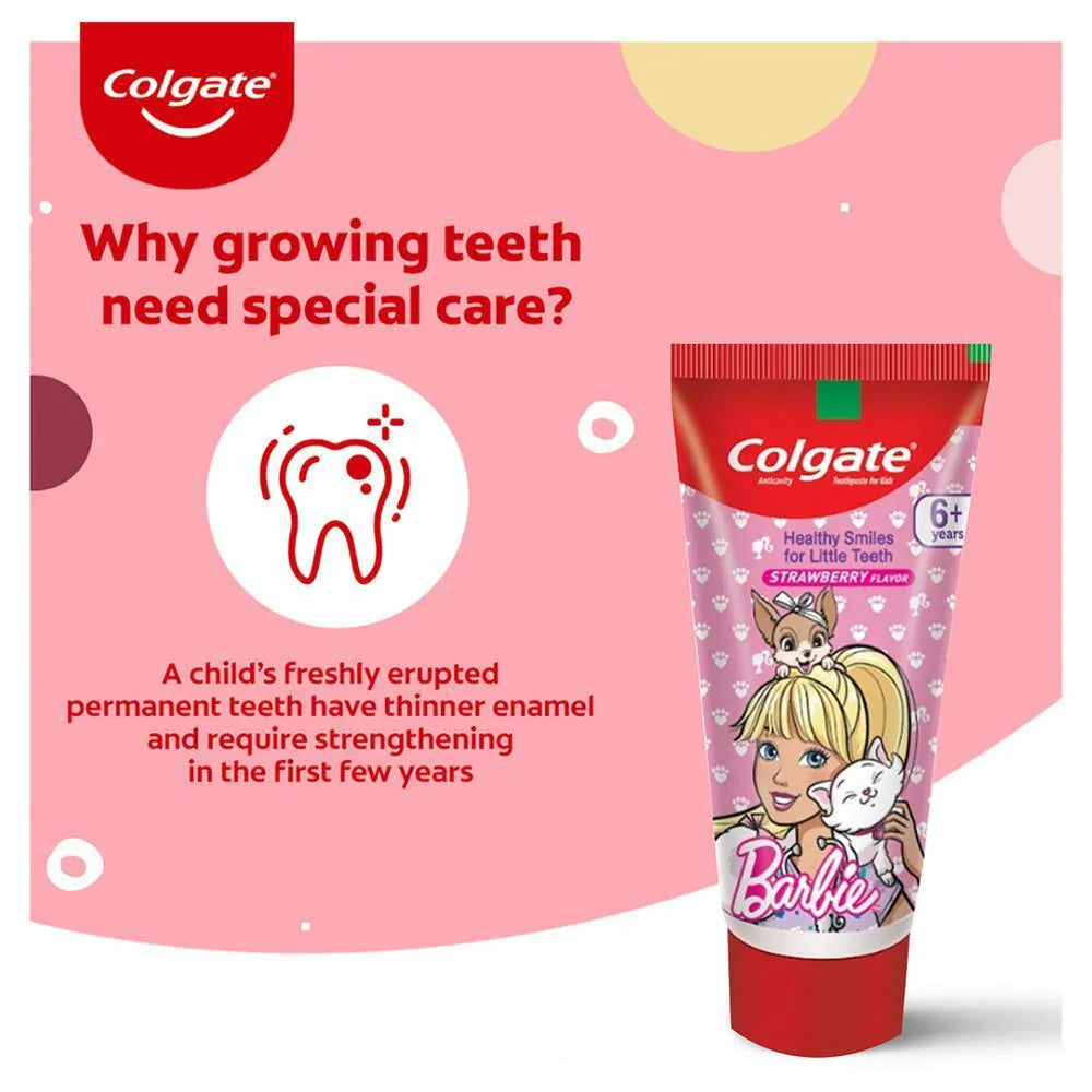 Colgate Strawberry Flavour Barbie Kids Toothpaste 80 g (6+Y)