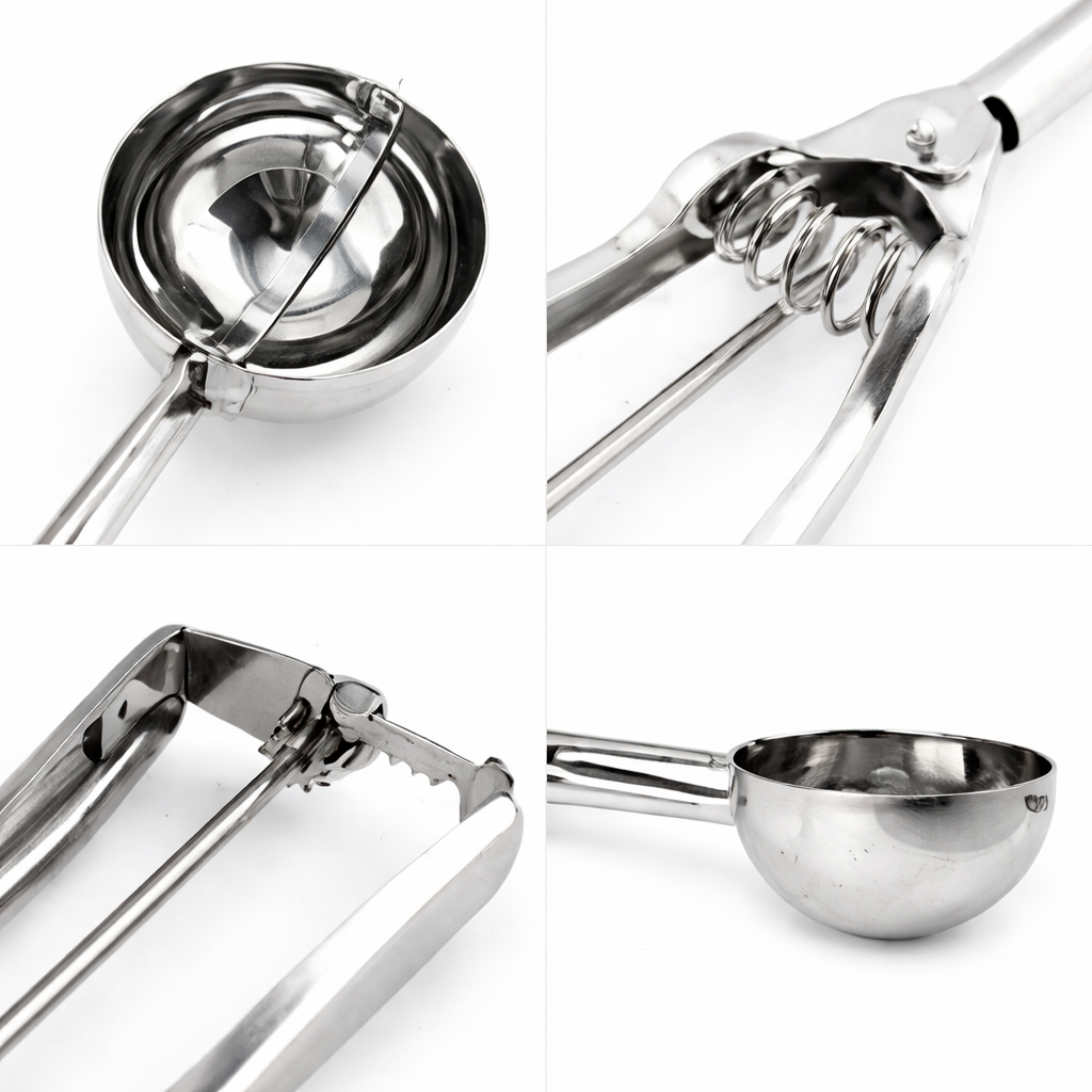 Stainless Steel Ice Cream Scoop with Trigger Release – Heavy Duty Spring Action Scooper