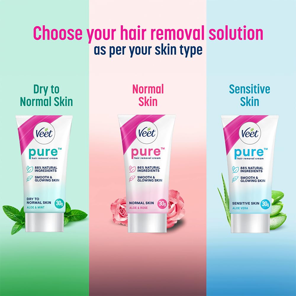 Veet Pure Hair Removal Cream for Women| Dry to Normal Skin - 30g