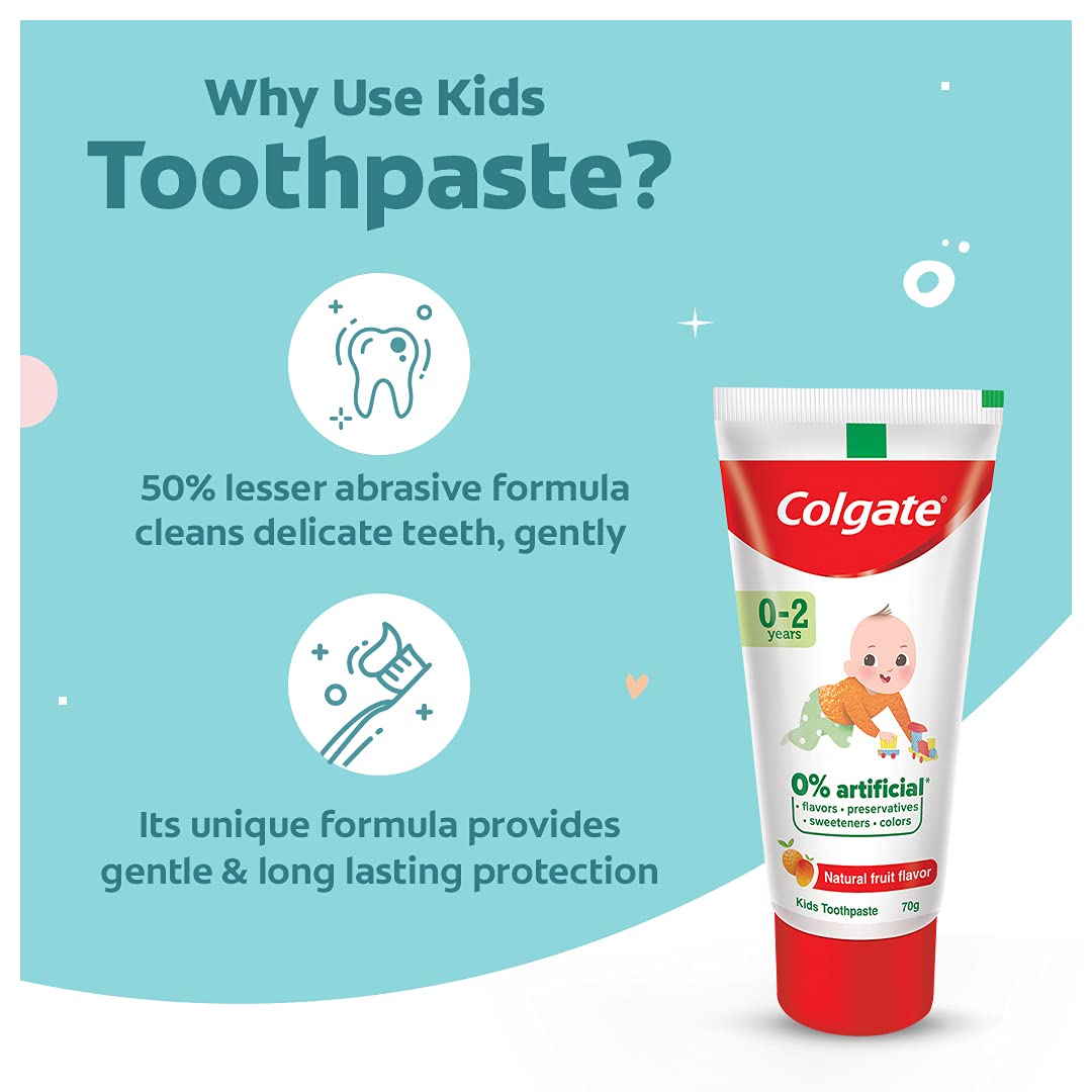Colgate Toothpaste for Kids (0-2 years), Natural Fruit Flavour, 70gm