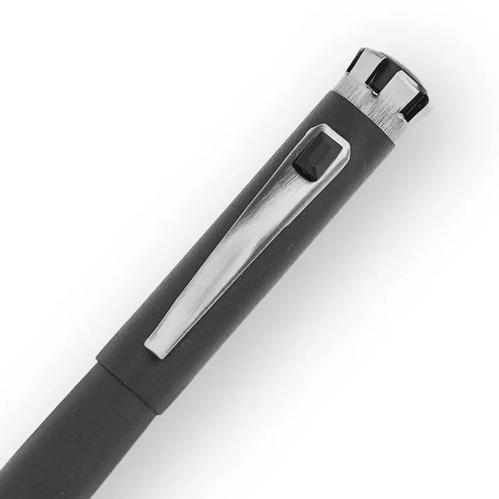 SWISSBRAND Eternia 2511 Matte black Rollerball Pen with black gem embedded in the chrome trim