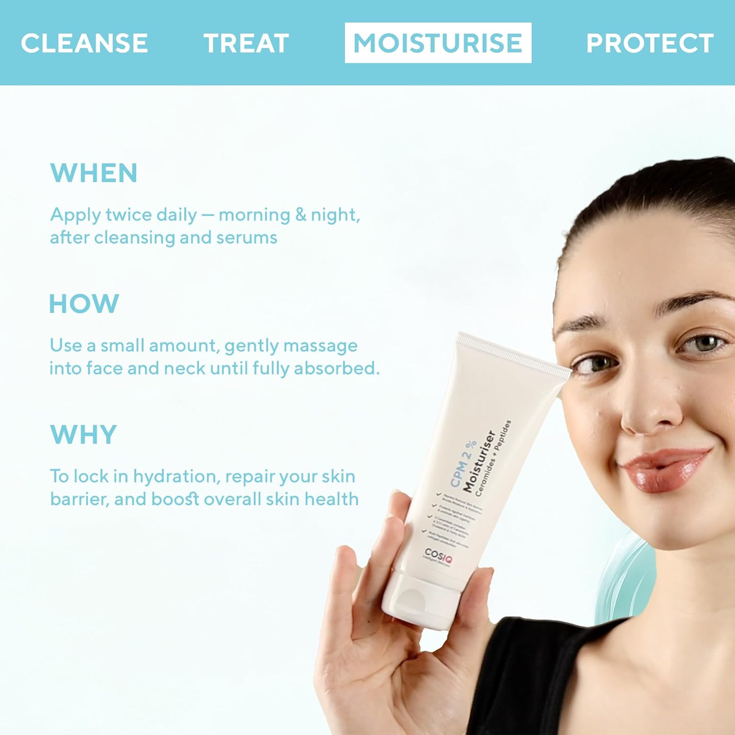 Cos-IQ CPM 2% Ceramides & Peptides Moisturizer - 100 ml