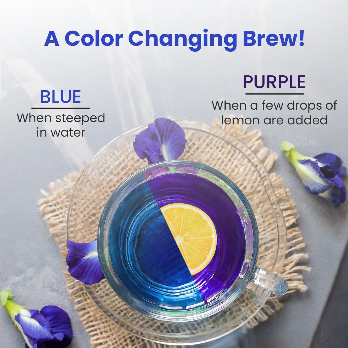 Blue Tea Butterfly Pea Herbal Tea Bags | Anti-Oxidant Rich Herbal Flower Based Caffeine Free - No Preservatives | Detox Tea Natural Premium Herbal Tea - 30 Teabags