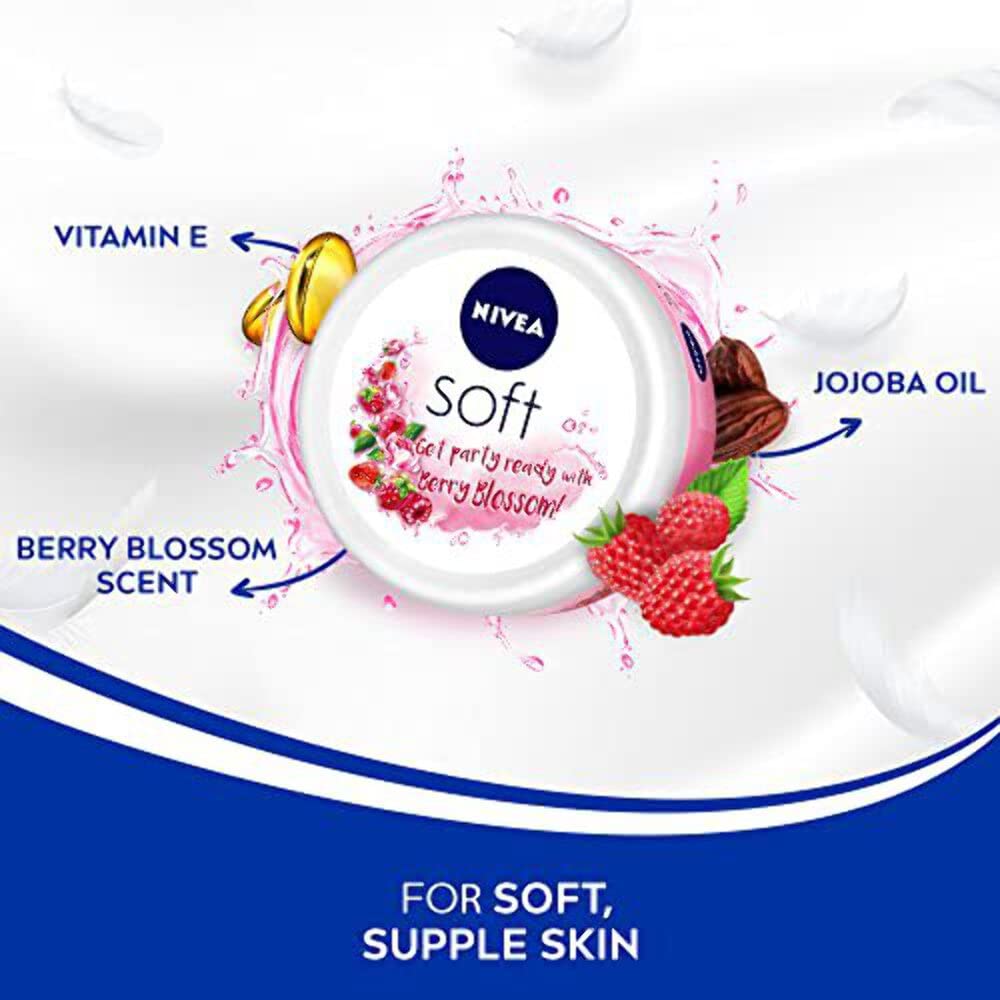 Nivea Soft Light Moisturizer Cream Berry Blossom - 100 ml