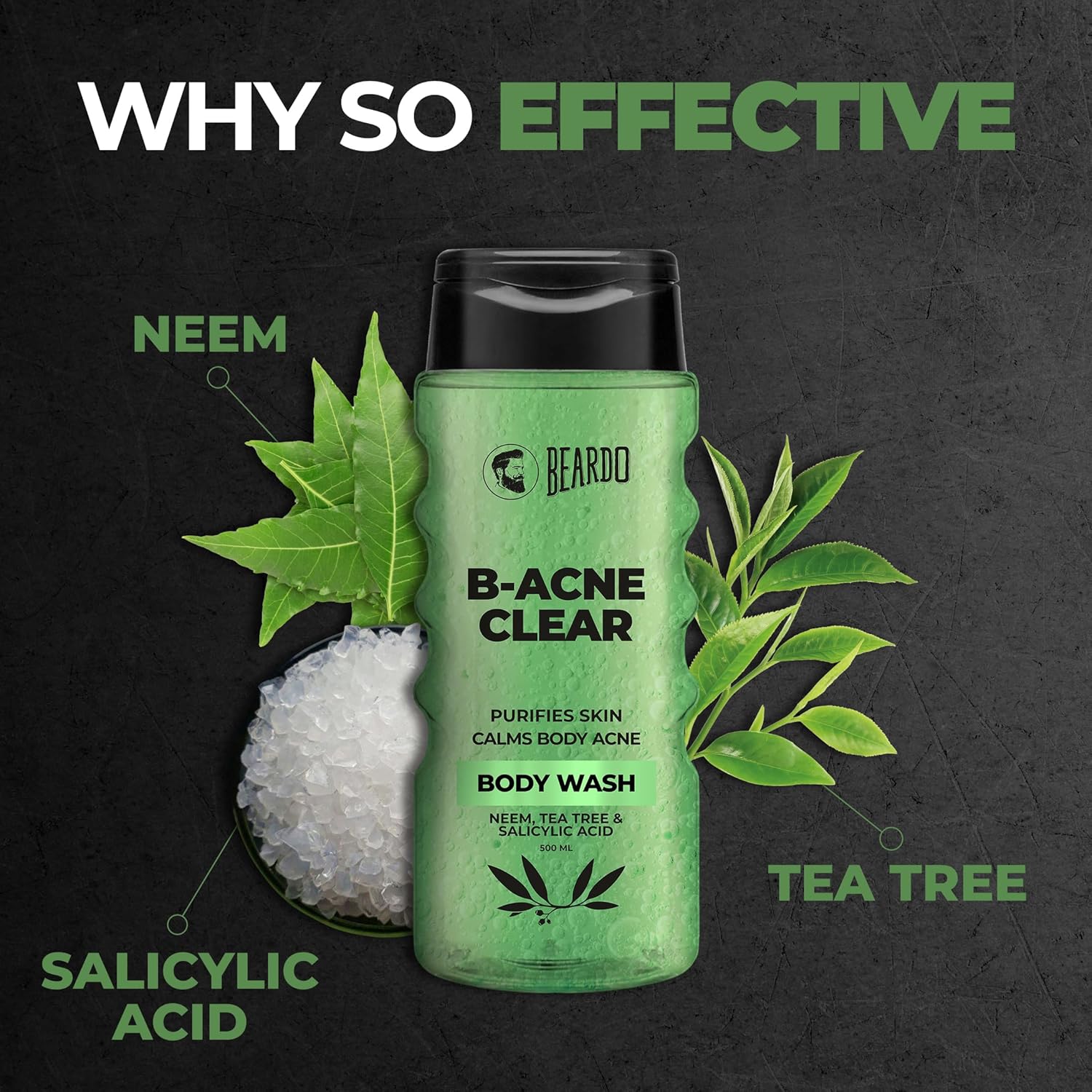 Beardo Body Acne Clear Body Wash for Men 500 ml