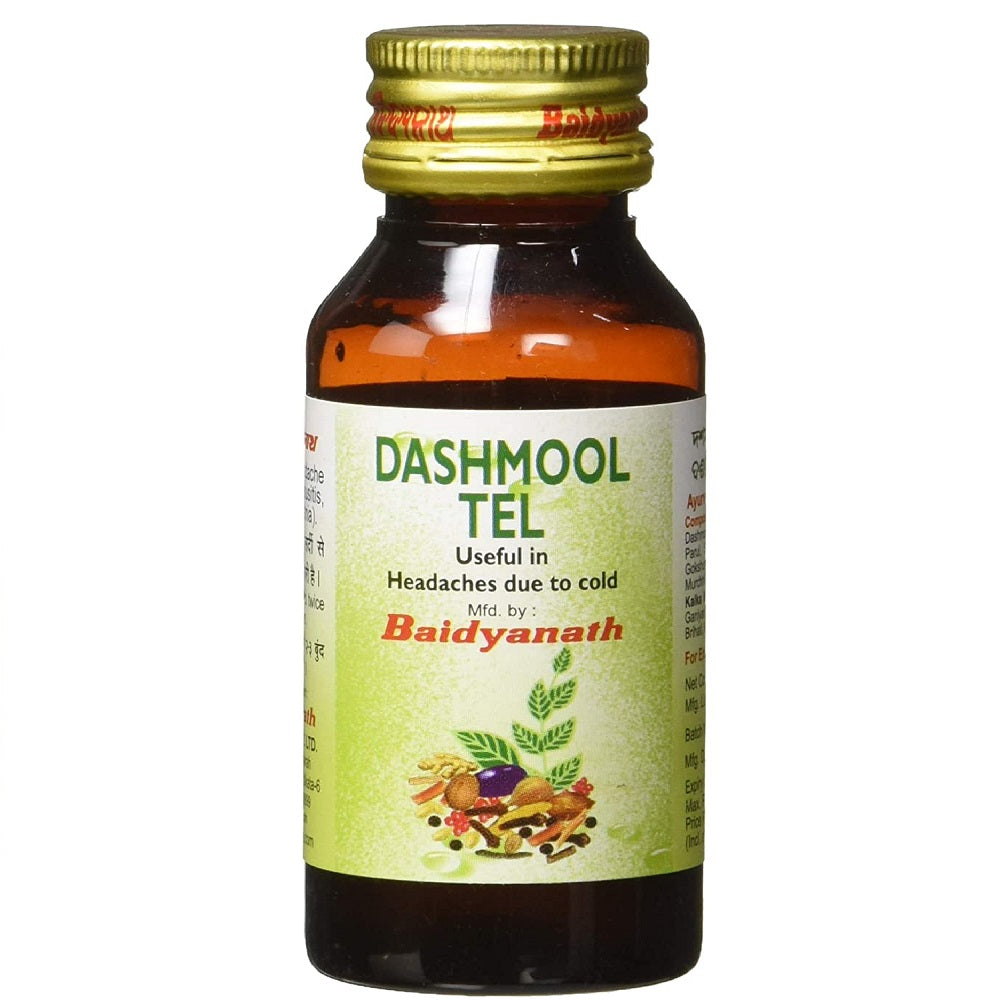 Baidyanath Dashmool Tel – 50 ml For earaches, otorrhea, nose and throat infections, unilateral headaches, sinusitis and migraines