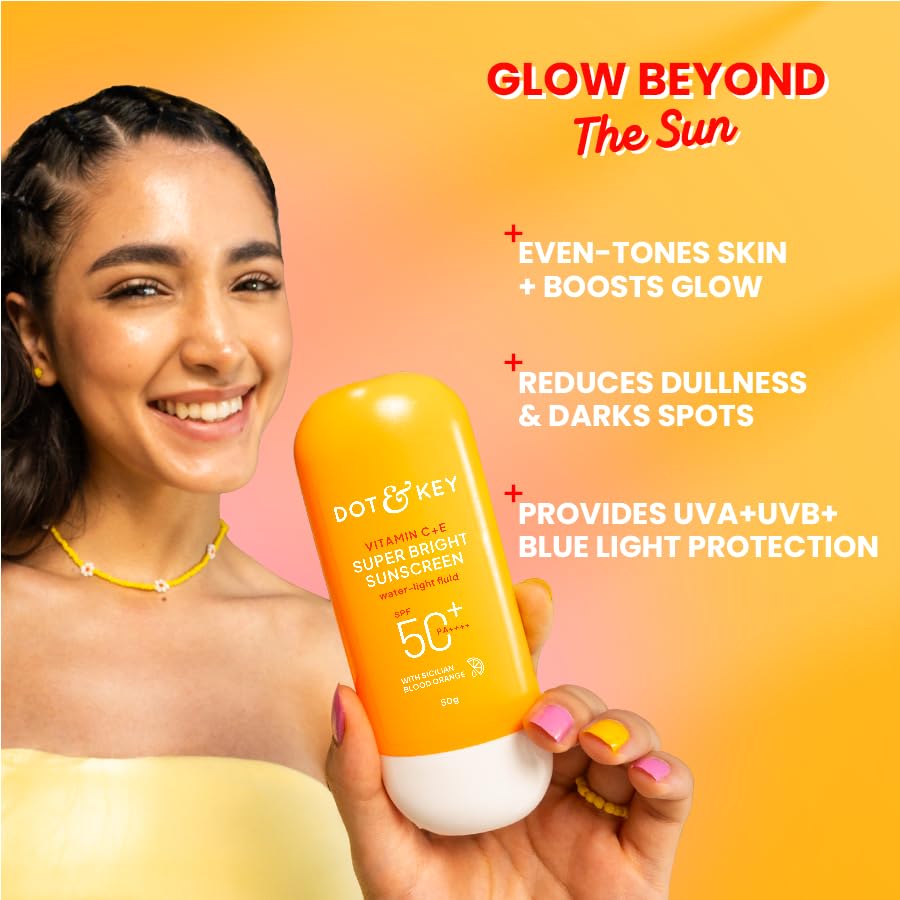 Dot & Key Vitamin C + E Face Sunscreen SPF 50 PA+++ For Glowing Skin, 100% No White Cast - 50 gm