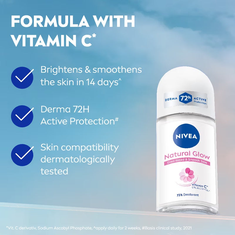 Nivea Natural Glow Smooth Skin Deodorant Roll On For Women - 50 ml