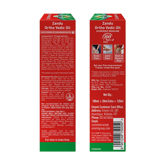 Zandu Ortho Vedic Knee & Joint Pain Oil - 120 ml