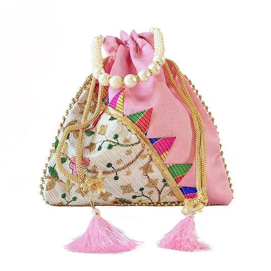 Embroidered Handcrafted Wedding Potli Bag with Beads