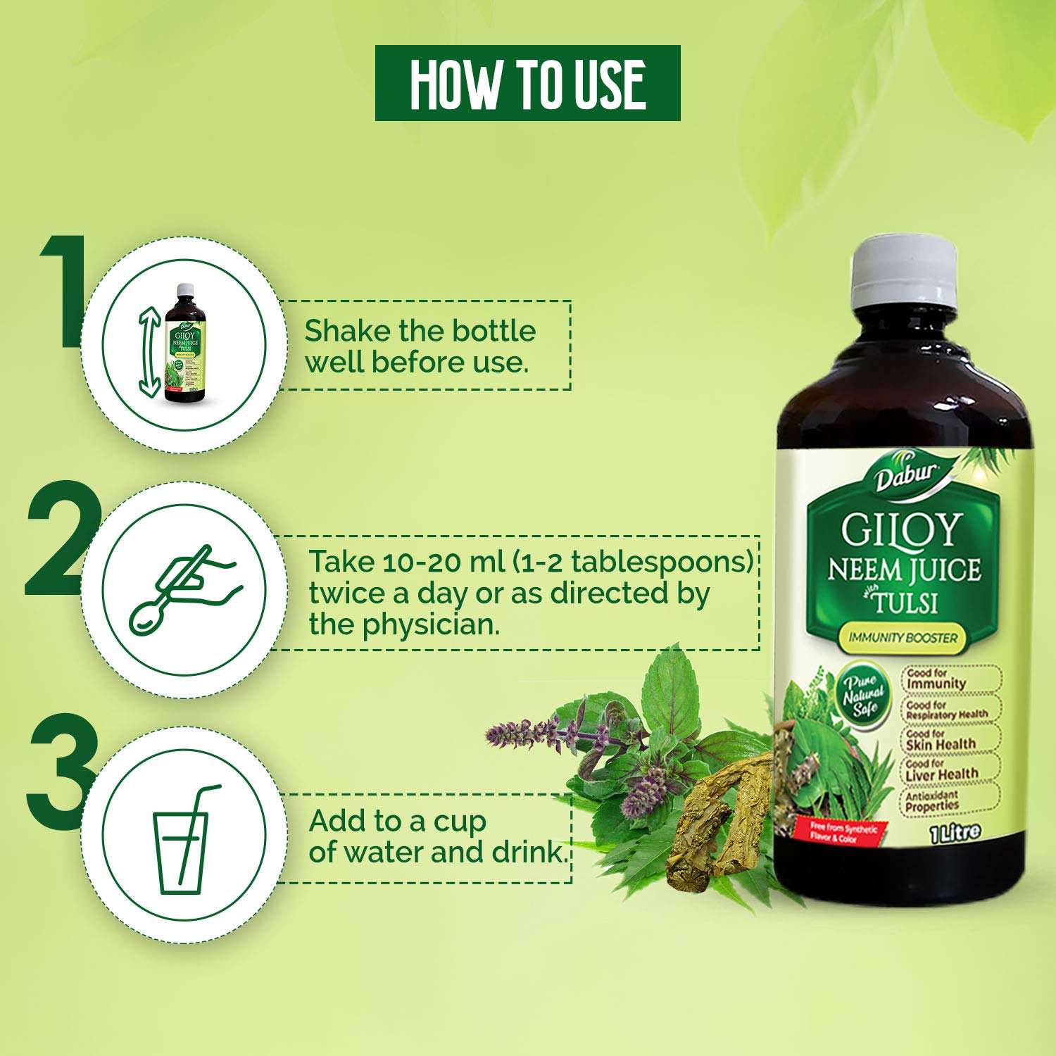 Dabur Giloy Neem Juice with Tulsi - 1 L