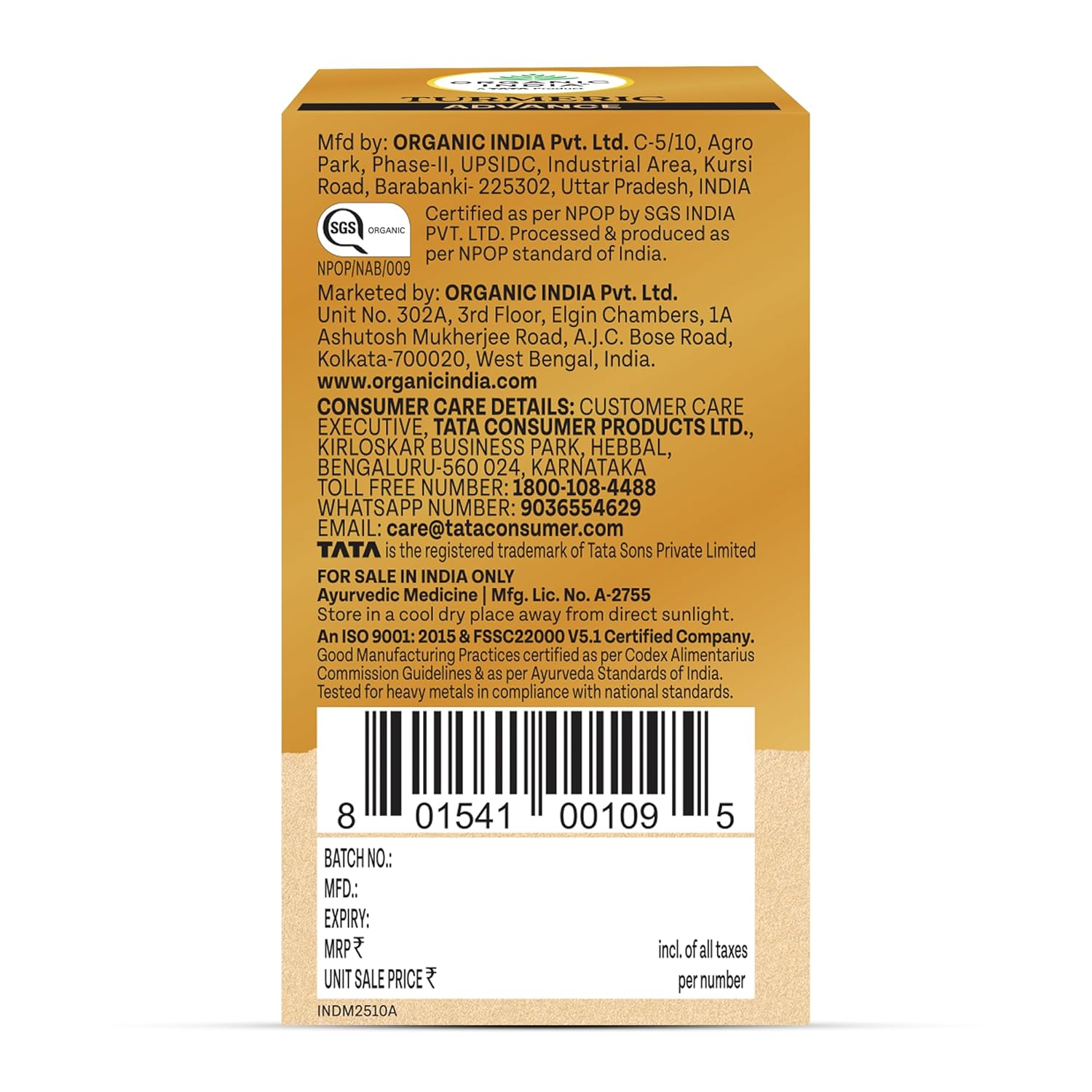 Organic India Turmeric Advance Capsules - 60 caps