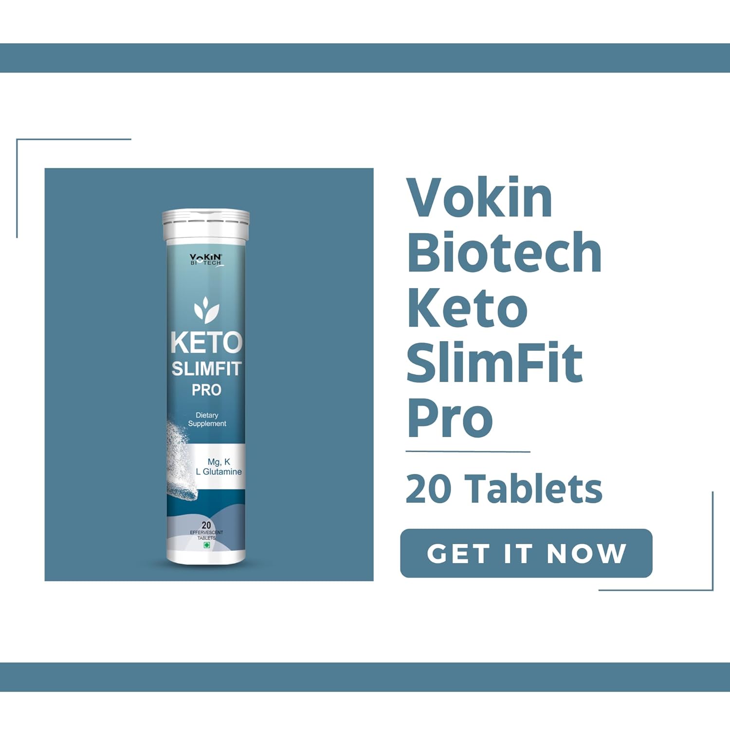 Vokin Biotech Keto Slim Tablets For Weight Loss Water Soluble (20 Tablets) Pack Of 2