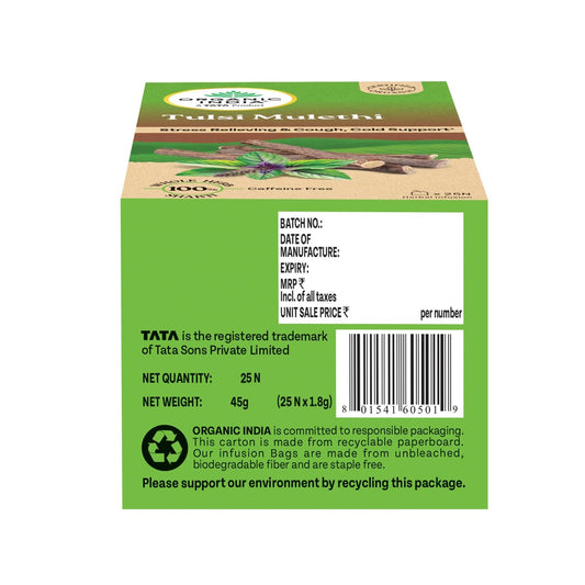 A TATA Product - Organic India Tulsi Mulethi - 25 Tea Bags