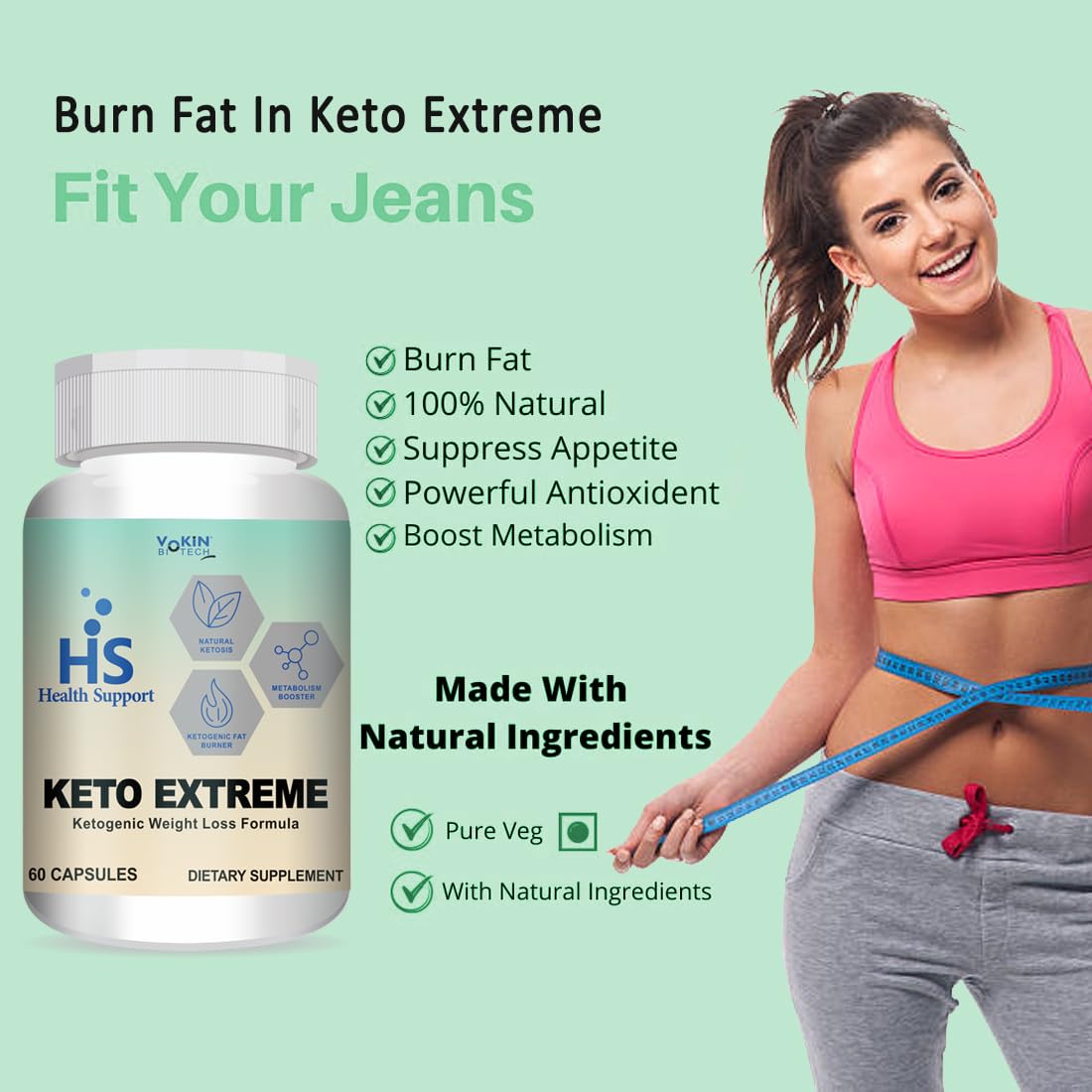 Vokin Biotech Keto Extreme Ketogenic Weight Loss Formula with Garcinia Cambogia Extract Fat Burner