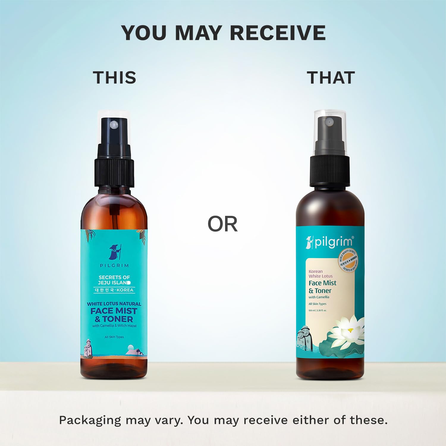 Pilgrim Korean Beauty White Lotus Refreshing Face Mist & Toner With Camellia & Witch Hazel For Glowing Skin - 100 ml