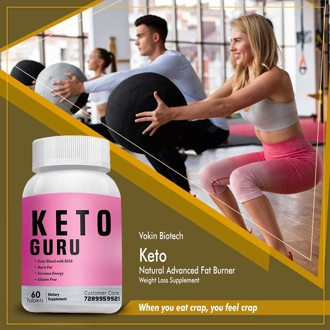 Vokin Biotech Keto Guru Tablets for weight loss | Fat Burner Supplement - 60 tabs