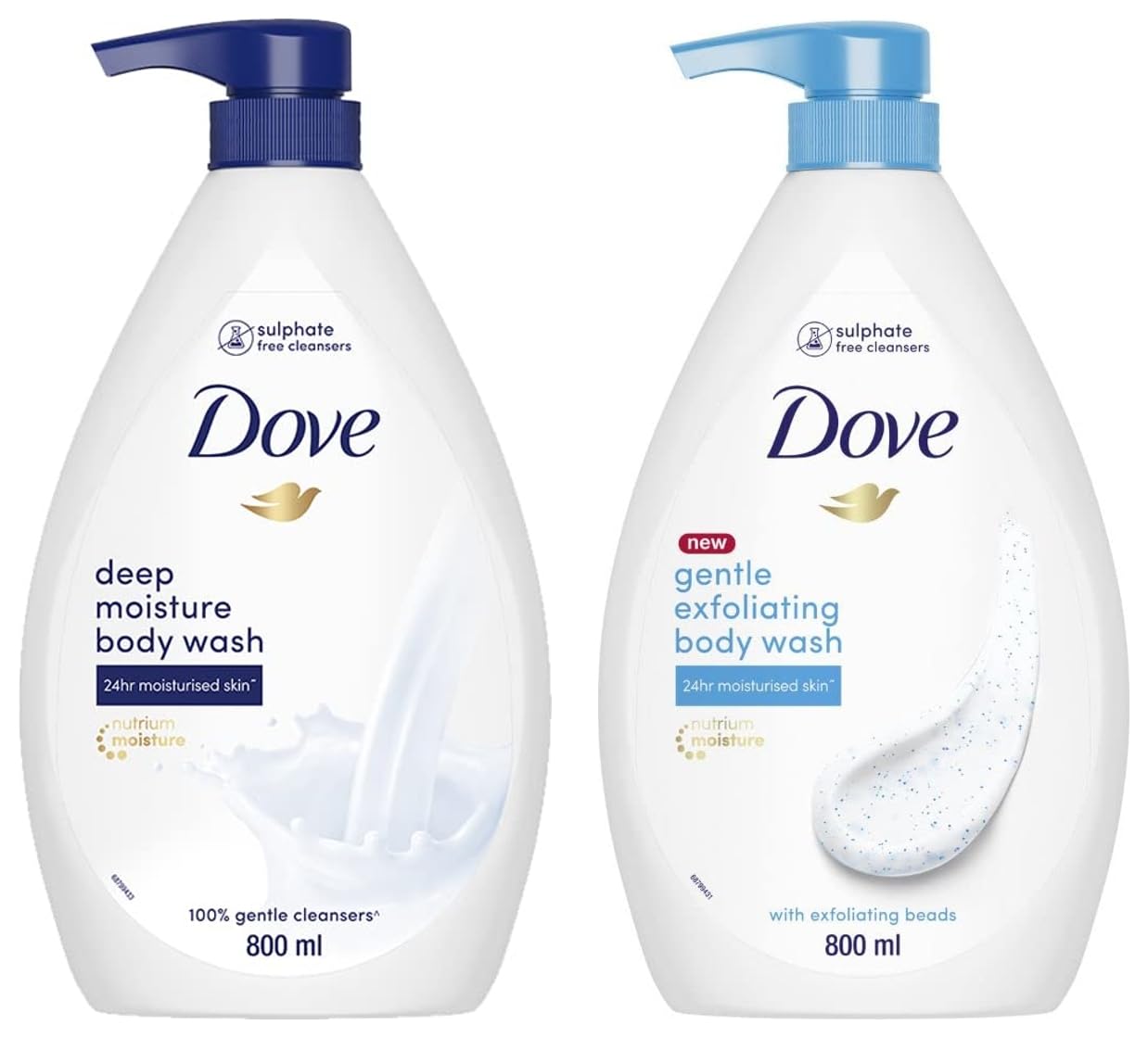 Dove Body Wash Value Pack - Deep Moisture & Gentle Exfoliating Combo - combo