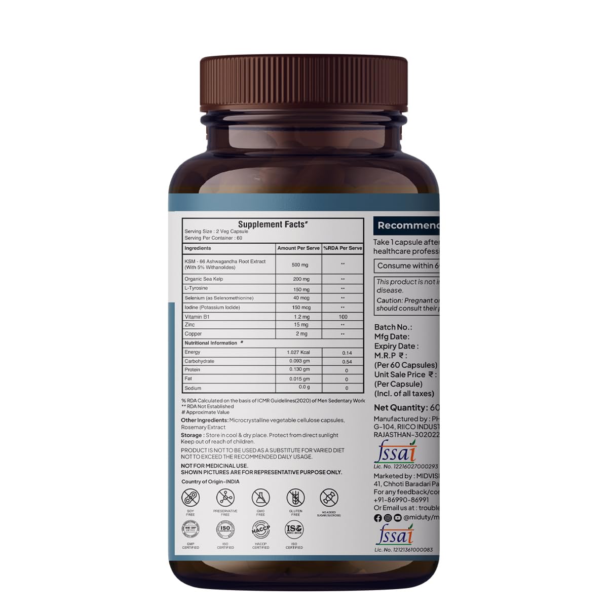 Miduty by Palak Notes Triple Thyroid Care Capsules - 60 Caps