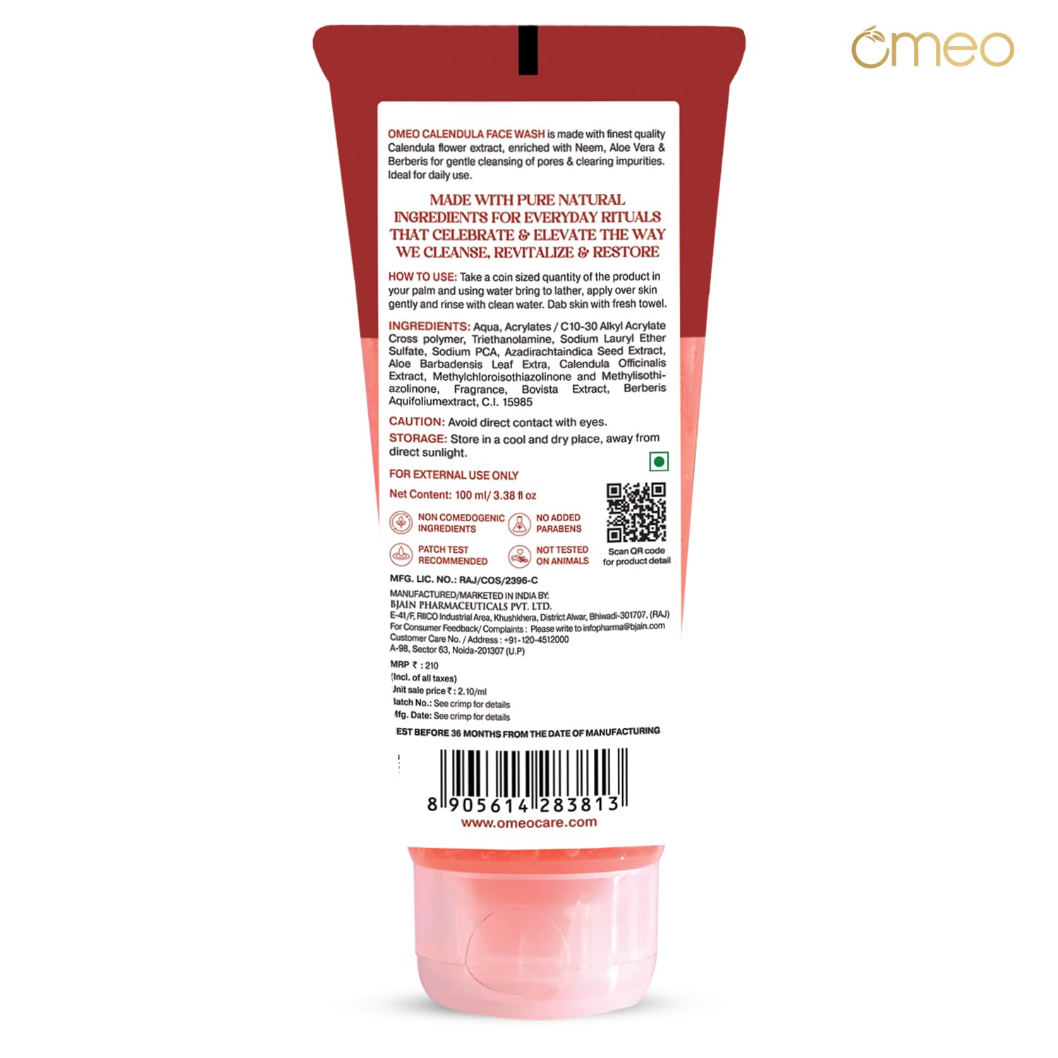 Bjain Homeopathy Omeo Calendula Face Wash - 100 ml