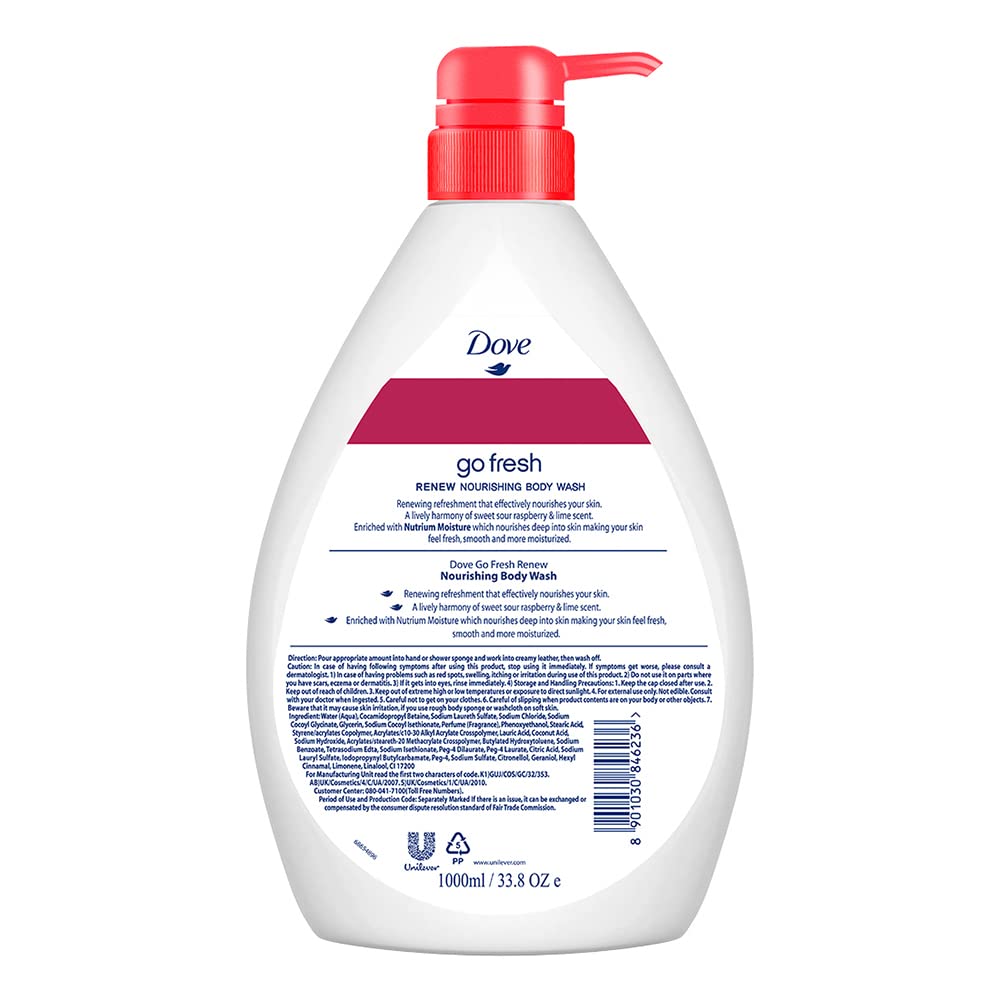 Dove Body Wash - Renew Raspberry & Lime Scent Nourishing - 1000 ml - Pack of 1