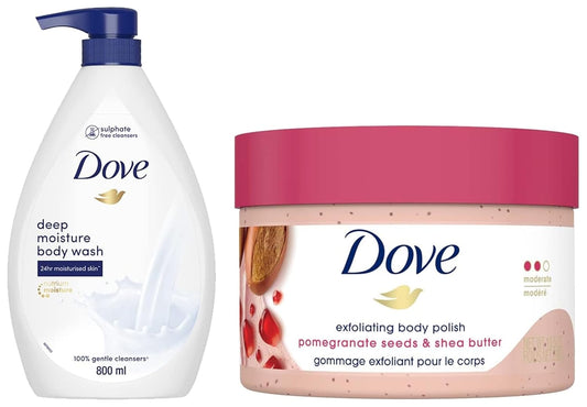 Dove Bestselling - Pomegranate Scrub & Deep Moisture Bodywash Combo - combo