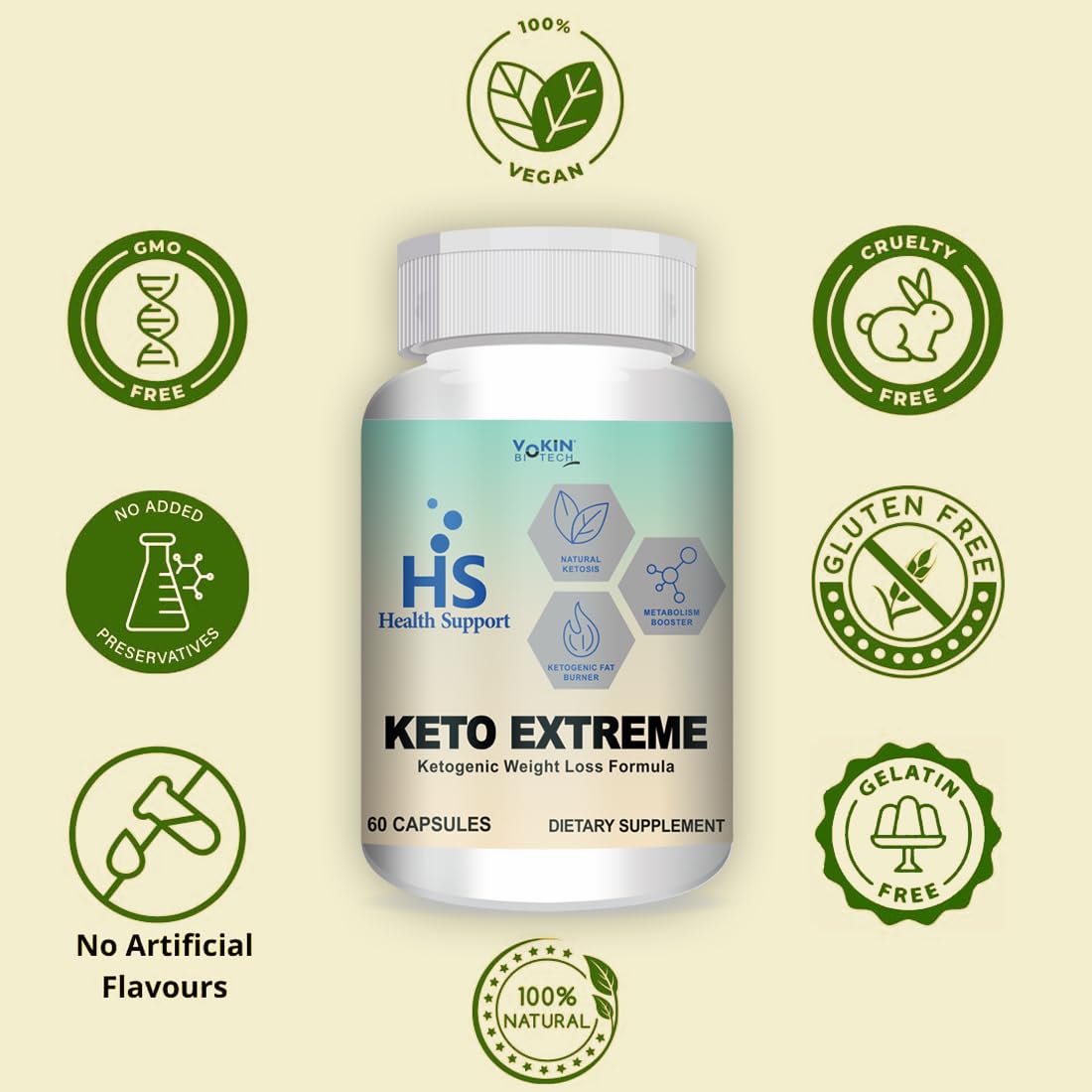 Vokin Biotech Keto Extreme Ketogenic Weight Loss Formula with Garcinia Cambogia Extract Fat Burner