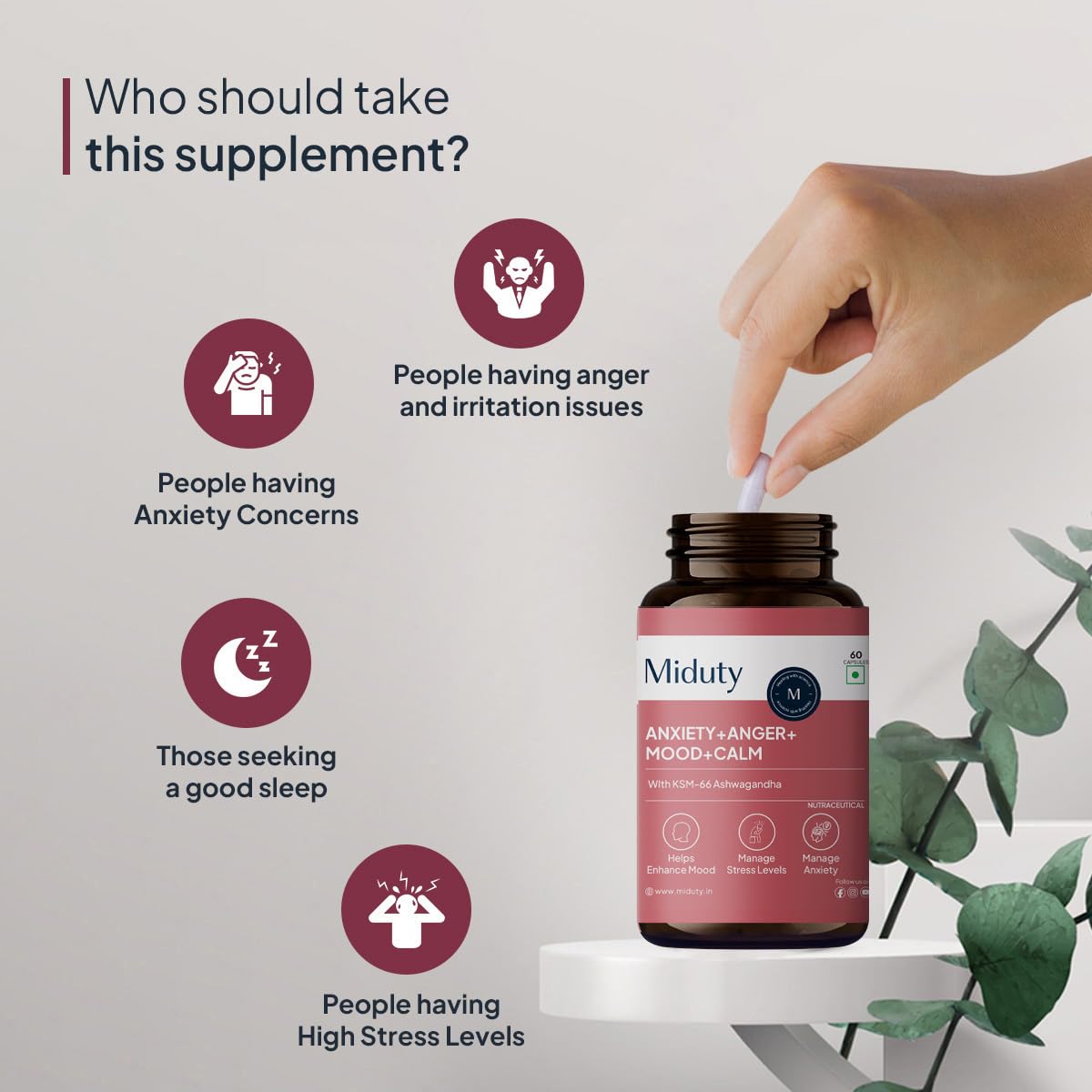 Miduty by Palak Notes Anxiety + Anger + Mood + Calm Capsules - 60 caps
