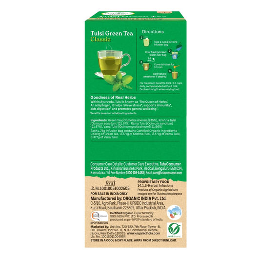 A TATA Product - Organic India Tulsi Green Tea Classic - 25 Tea Bags