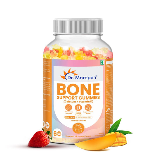 Dr. Morepen Bone Support Gummies with Calcium + Vitamin D For Muscle Functions, Calcium Absorption, Bones & Teeth - 60 Gummies