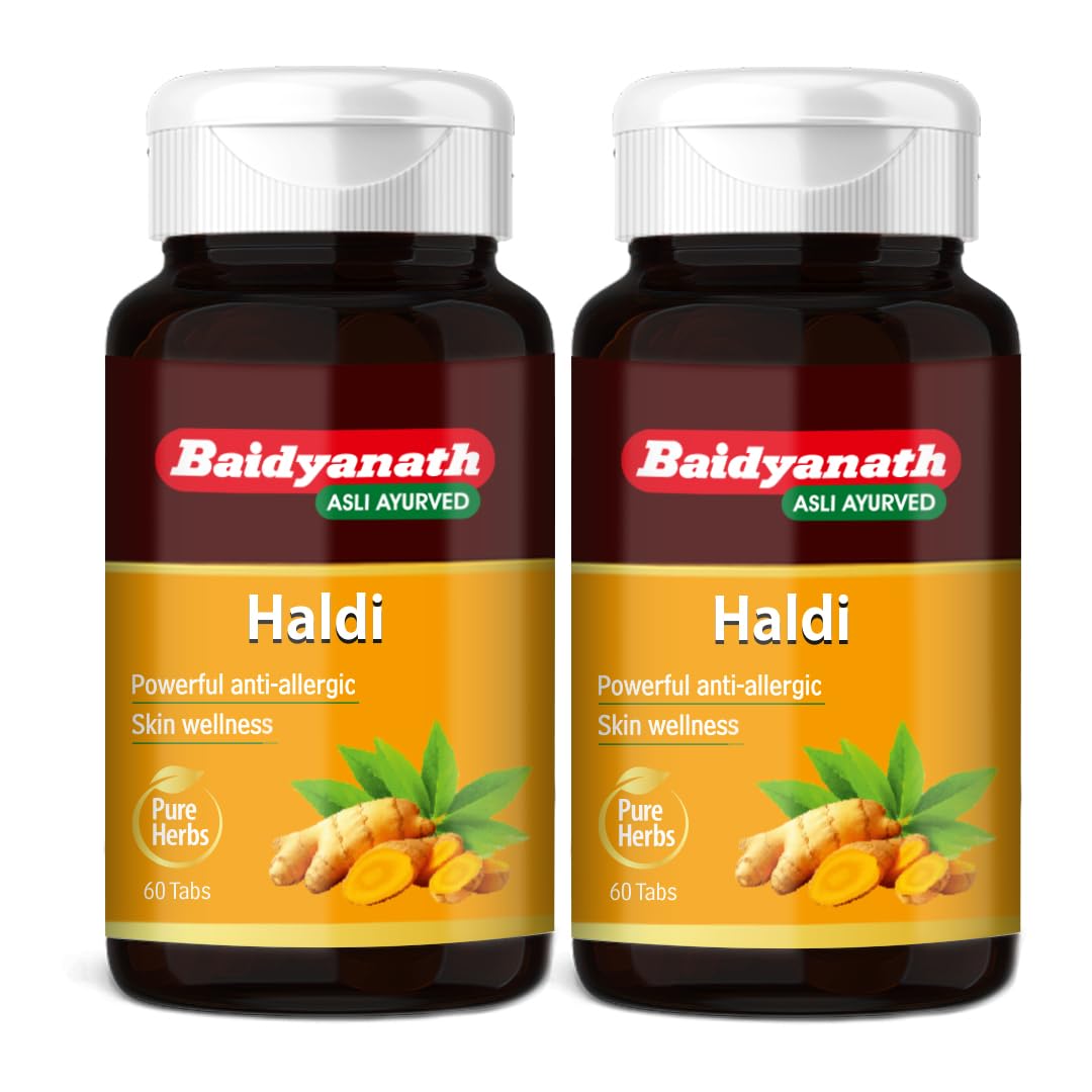Baidyanath Haldi Tablets - 60 Tablets (Pack of 2) | Ayurvedic Turmeric Supplement
