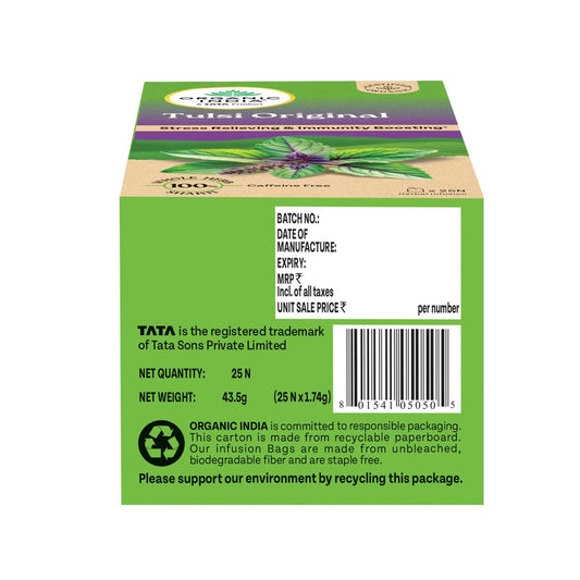 A TATA Product - Organic India Tulsi Original - 25 Tea Bags