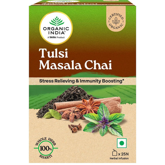 A TATA Product - Organic India Tulsi Masala Chai, 25 Tea Bags