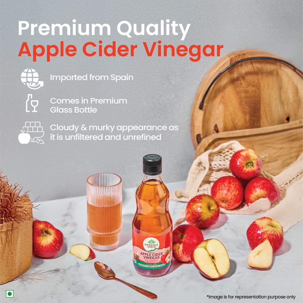 Organic India Apple Cider Vinegar 500ml, With Mother of Vinegar