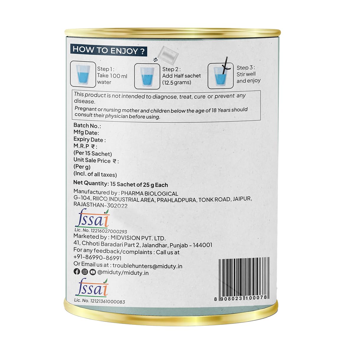 Miduty by Palak Notes Build Joints Back Sachets - Jaljeera - 15 sachets