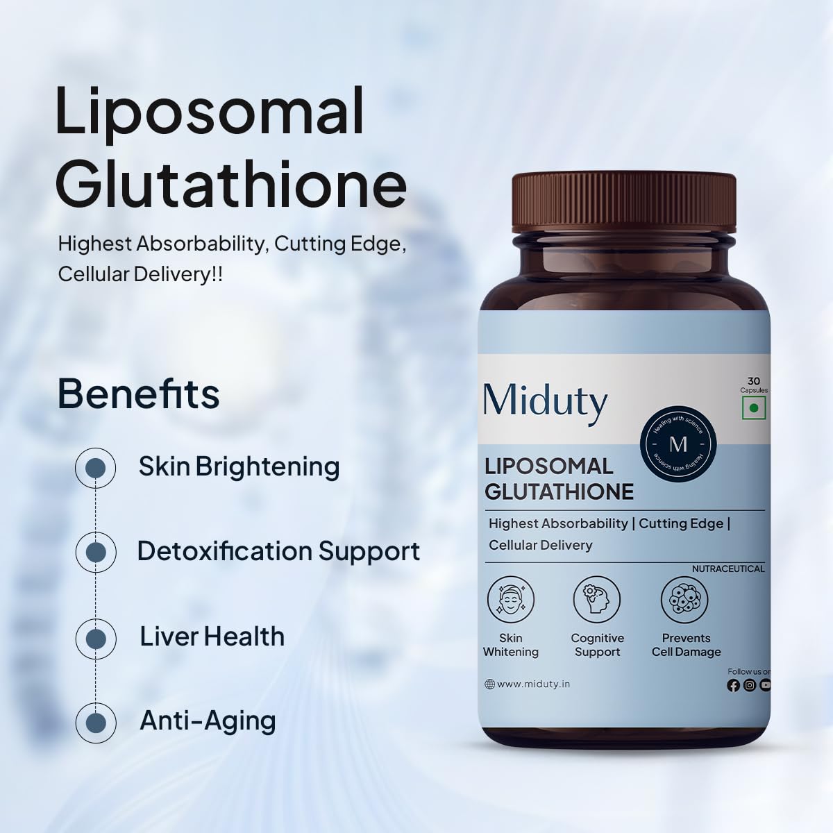 Miduty by Palak Notes Liposomal Glutathione Capsules - 30 caps