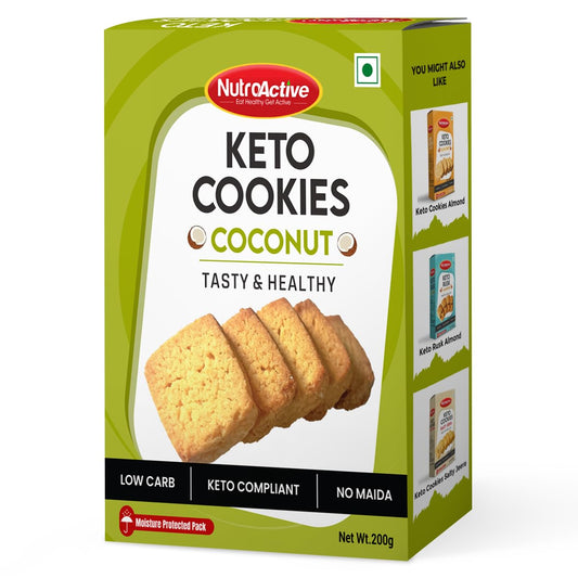 NutroActive Keto Coconut Cookies | Low Carb Cookie/Biscuits | Gluten-Free Biscuit- 200g