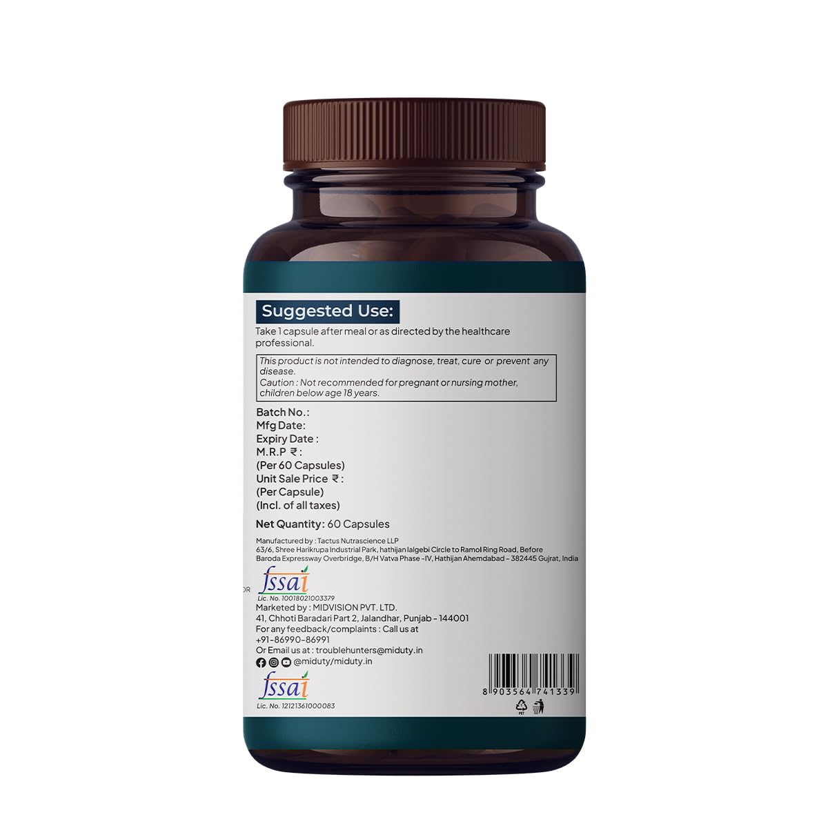 Miduty by Palak Notes Digest Fat Bila Salts Capsules - 60 caps