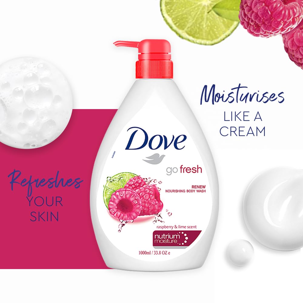 Dove Body Wash - Renew Raspberry & Lime Scent Nourishing - 1000 ml - Pack of 1