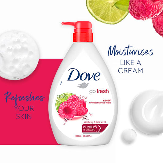 Dove Body Wash - Renew Raspberry & Lime Scent Nourishing - 1000 ml - Pack of 1