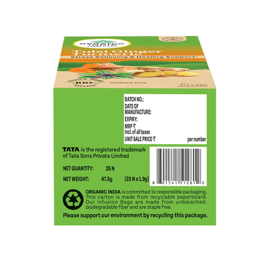 A TATA Product - Organic India Tulsi Ginger Turmeric - 25 Tea Bags